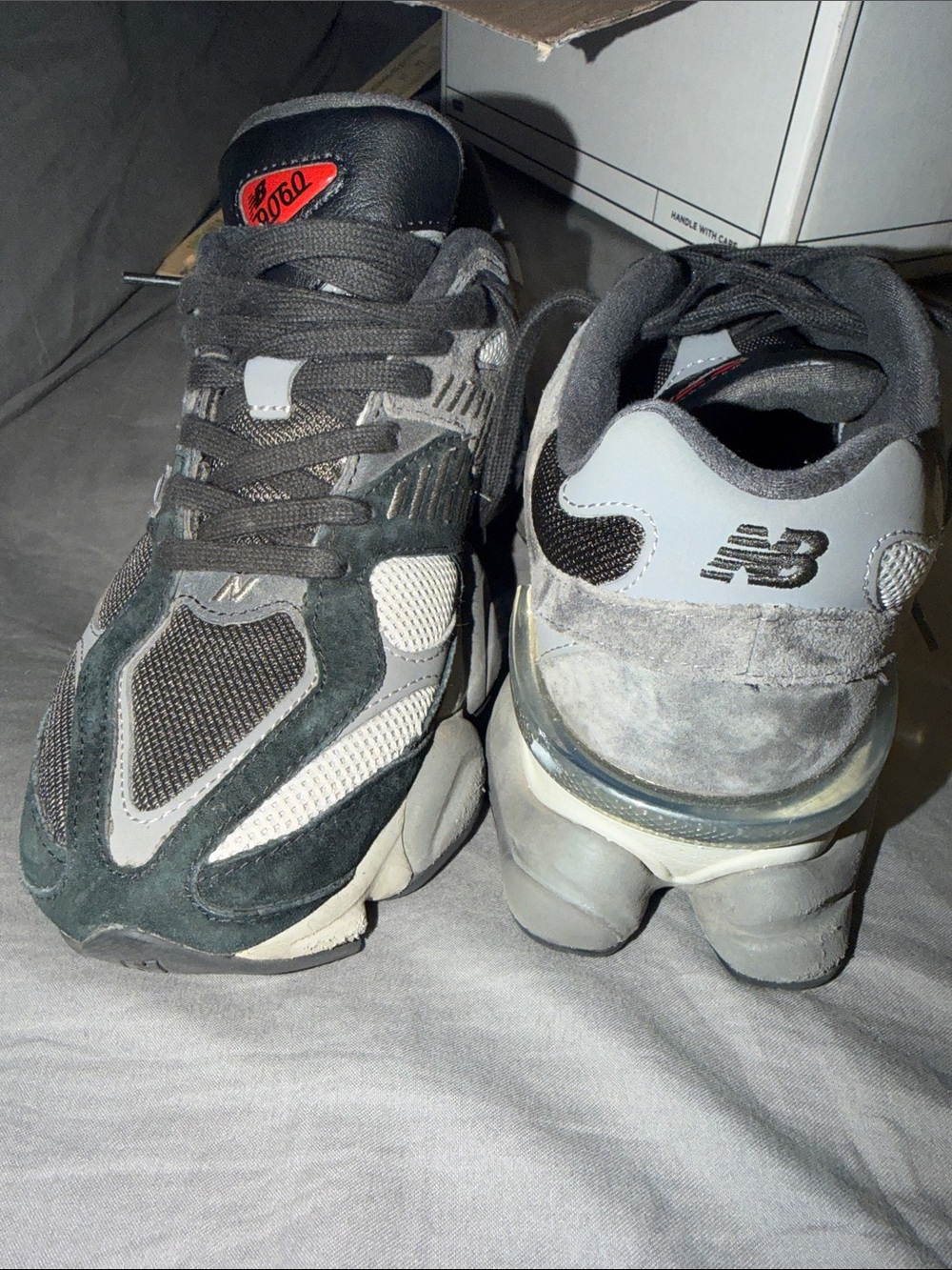 New Balance Men's Gray & Black Suede Mesh Sneaker - Picture 2 of 11